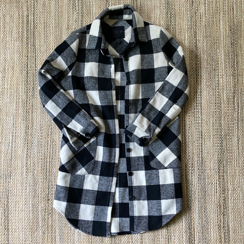 RD Style Evereve black & white checkered plaid shacket small